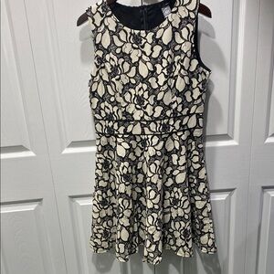 Aqua Black and Cream Sleeveless Fit and Flare Mini Dress